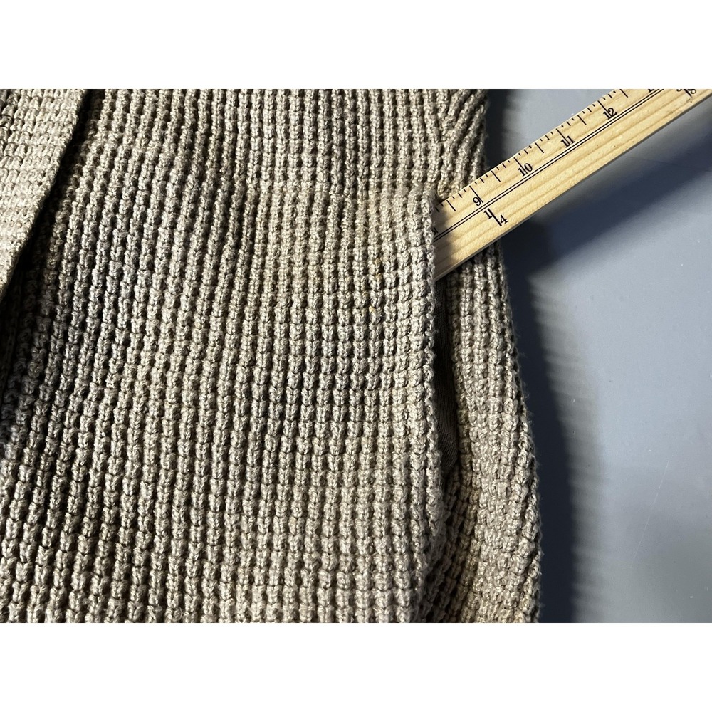 Soft Surroundings Cardigan Sweater Womens Medium Beige Waffle Knit Toggle Strap - Picture 7 of 11